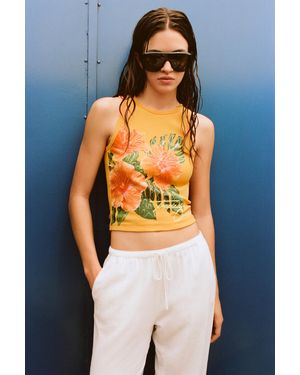 Pull&Bear Floral Sequin Tank Top - White