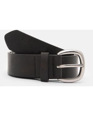 Pull&Bear Textured Faux Leather Belt - Black