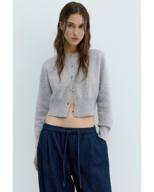 Pull&Bear Kurze Strickjacke Mit Knöpfen - Blau