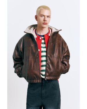 Pull&Bear Used-Look-Jacke Aus Kunstleder - Braun