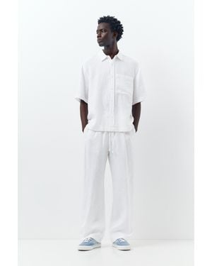 Pull&Bear 100% Linen Jogger Trousers - Blue