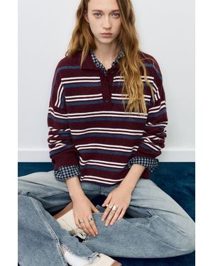 Pull&Bear Striped Polo Collar Jumper - Multicolour
