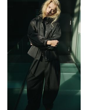 Pull&Bear High Neck Gathered Jacket - Black