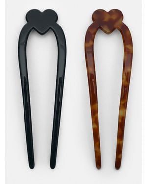 Pull&Bear Pack Of Heart Hair Clips - Blue