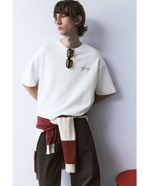 Pull&Bear Retrospective Graphic Short Sleeve Sweatshirt - Grey