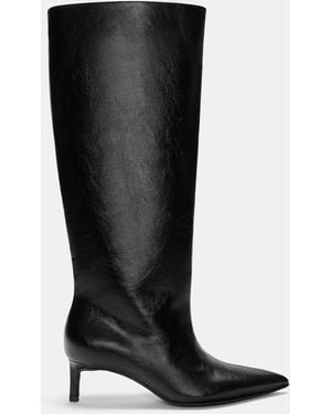 Pull&Bear High-Heel Knee-High Boots With Pointed Toe - Black