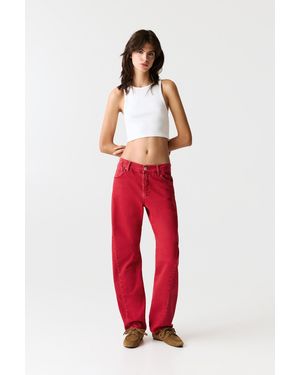 Pull&Bear Baggy Jeans With Seam Detail - Red