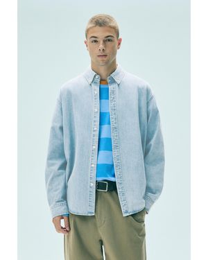Pull&Bear Langärmeliges Jeanshemd - Blau
