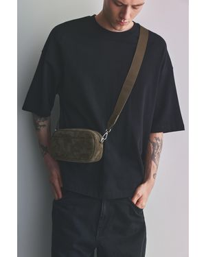 Pull&Bear Umhängetasche Aus Leder - Schwarz