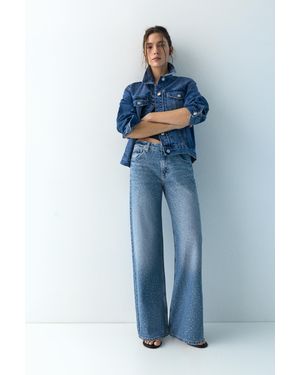 Pull&Bear Baggy Jeans Mit Geradem Schnitt Und Glitzer - Blau