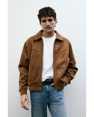 Pull&Bear Faux Suede Jacket - Blue