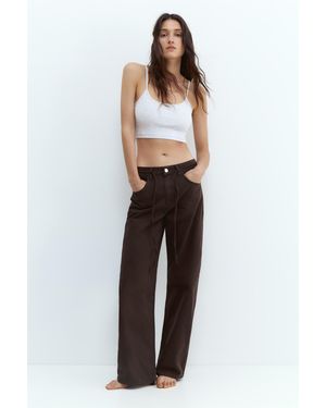 Pull&Bear Baggy Jeans With Drawstring - Brown