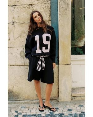 Pull&Bear Oversize-Pullover Mit Zahlengrafik - Schwarz