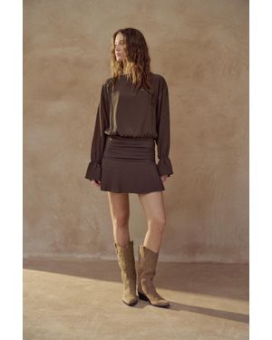 Pull&Bear Short Ruffle Dress - Brown