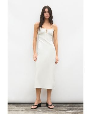 Pull&Bear Linen Blend Midi Dress - White