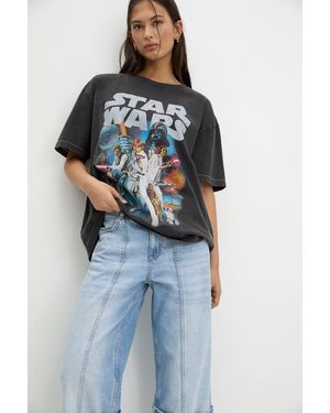 Pull&Bear Star Wars Poster T-Shirt - Blue