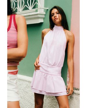 Pull&Bear Short Striped Halter Dress - Green