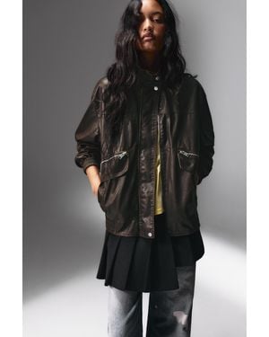 Pull&Bear Dad Leather Effect Jacket - Black
