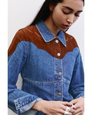 Pull&Bear Fitted Denim Jacket Montserrat Messeguer - Blue
