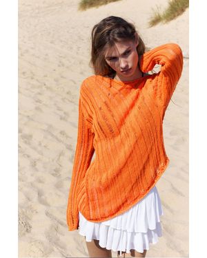 Pull&Bear Open Knit Jumper - Orange