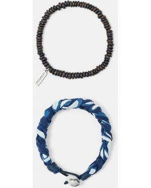 Pull&Bear Pack Of 2 Bead And Bandana Bracelets - Blue