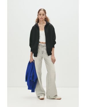 Pull&Bear Hoodie With Zipper - Black