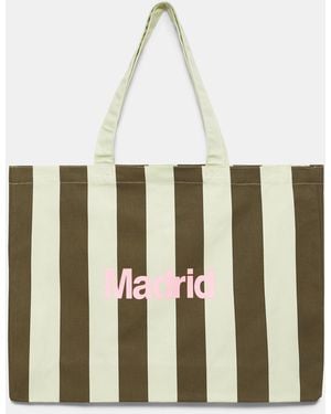 Pull&Bear Striped City Tote Bag - White