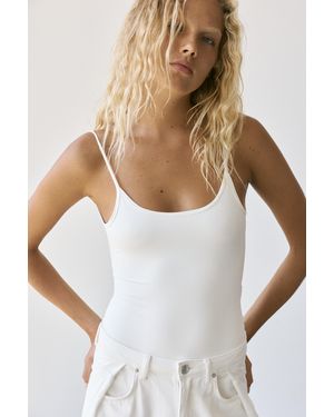 Pull&Bear Thin-Strap Polyamide Bodysuit - White