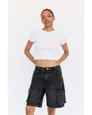 Pull&Bear Denim Cargo Jorts - White