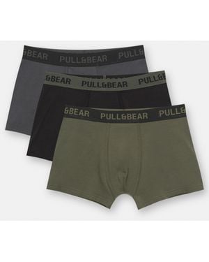 Pull&Bear Pack Of 3 Boxers - Green