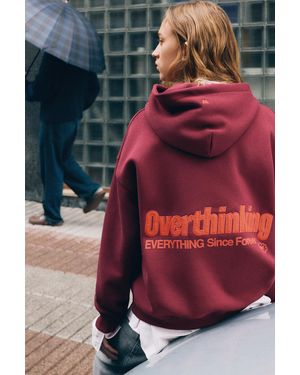 Pull&Bear Overthinking Graphic Hoodie - Red