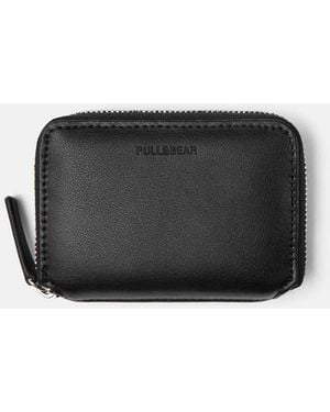 Pull&Bear Rubberised Purse Wallet - Black