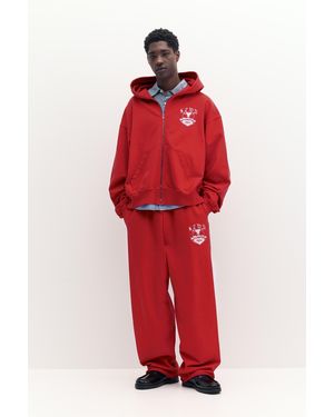 Pull&Bear Stwd Varsity Tracksuit Trousers - Red