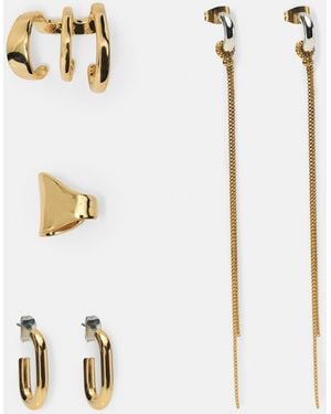 Pull&Bear Pack Of 6 Chain Ear Cuff Earrings - White