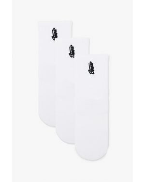 Pull&Bear 3-Pack Of Stwd Mid Calf Socks - White