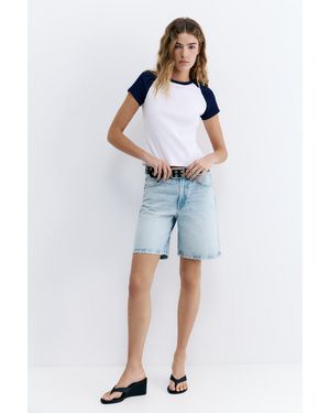 Pull&Bear Denim Bermuda Shorts - Blue