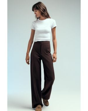 Pull&Bear Gerade Geschnittene Hose Mit Bundfalten - Braun