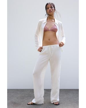 Pull&Bear Straight Sheer Trousers - White