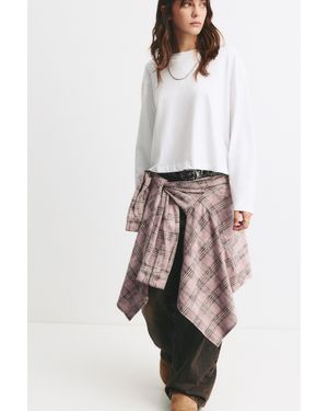 Pull&Bear Long Sleeve Boxy-Fit T-Shirt - White