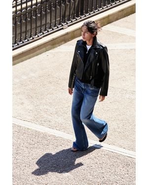 Pull&Bear Leather Effect Biker Jacket - Black