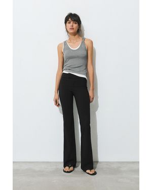 Pull&Bear Mid-Rise Bootcut Trousers - Blue
