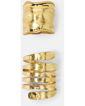 Pull&Bear 2-Pack Of Wide Spiral Rings - Metallic