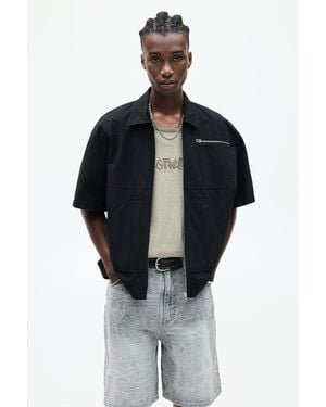 Pull&Bear Short Sleeve Stwd Jacket With Pockets - Black