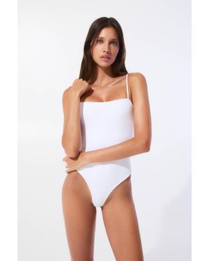 Pull&Bear Basic-Badeshorts Mit Trägern - Weiß