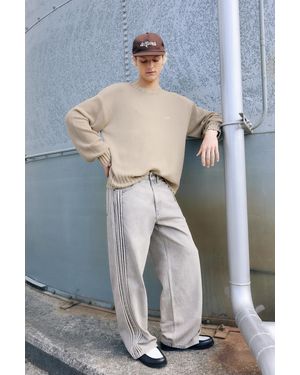 Pull&Bear Baggy Relaxed Fit Jeans With Side Stripes - Natural