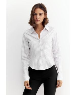 Pull&Bear Fitted Wide-Cuff Shirt - White