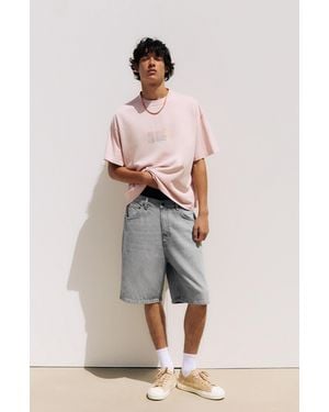 Pull&Bear Baggy Denim Bermuda Shorts - Grey