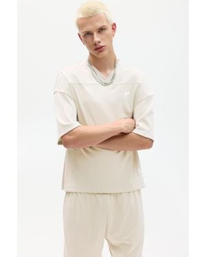 Pull&Bear Stwd Mesh Fabric T-Shirt - Natural