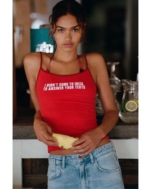 Pull&Bear Strappy Text Top - Red