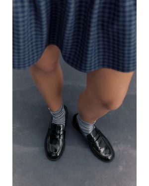 Pull&Bear Faux Patent Loafers - Black